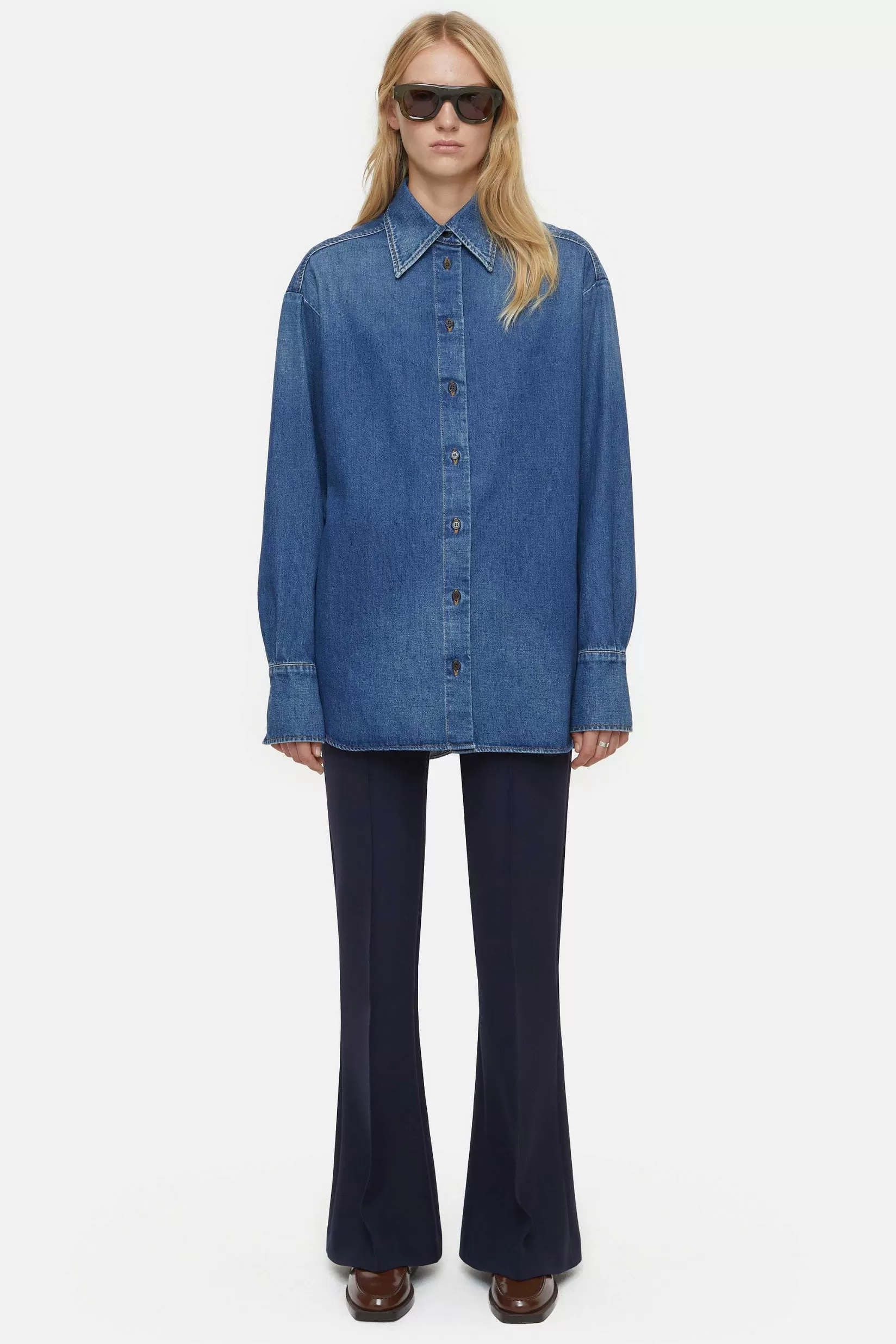 Outlet CLOSED Boxy Denim Overhemd Donkerblauw