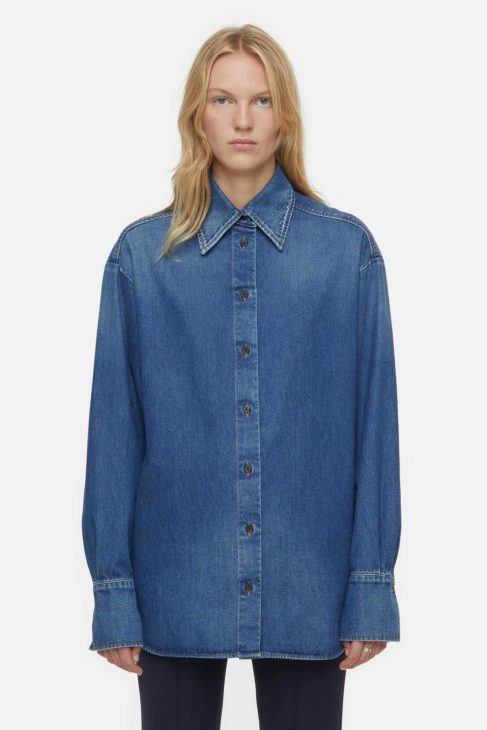 Outlet CLOSED Boxy Denim Overhemd Donkerblauw