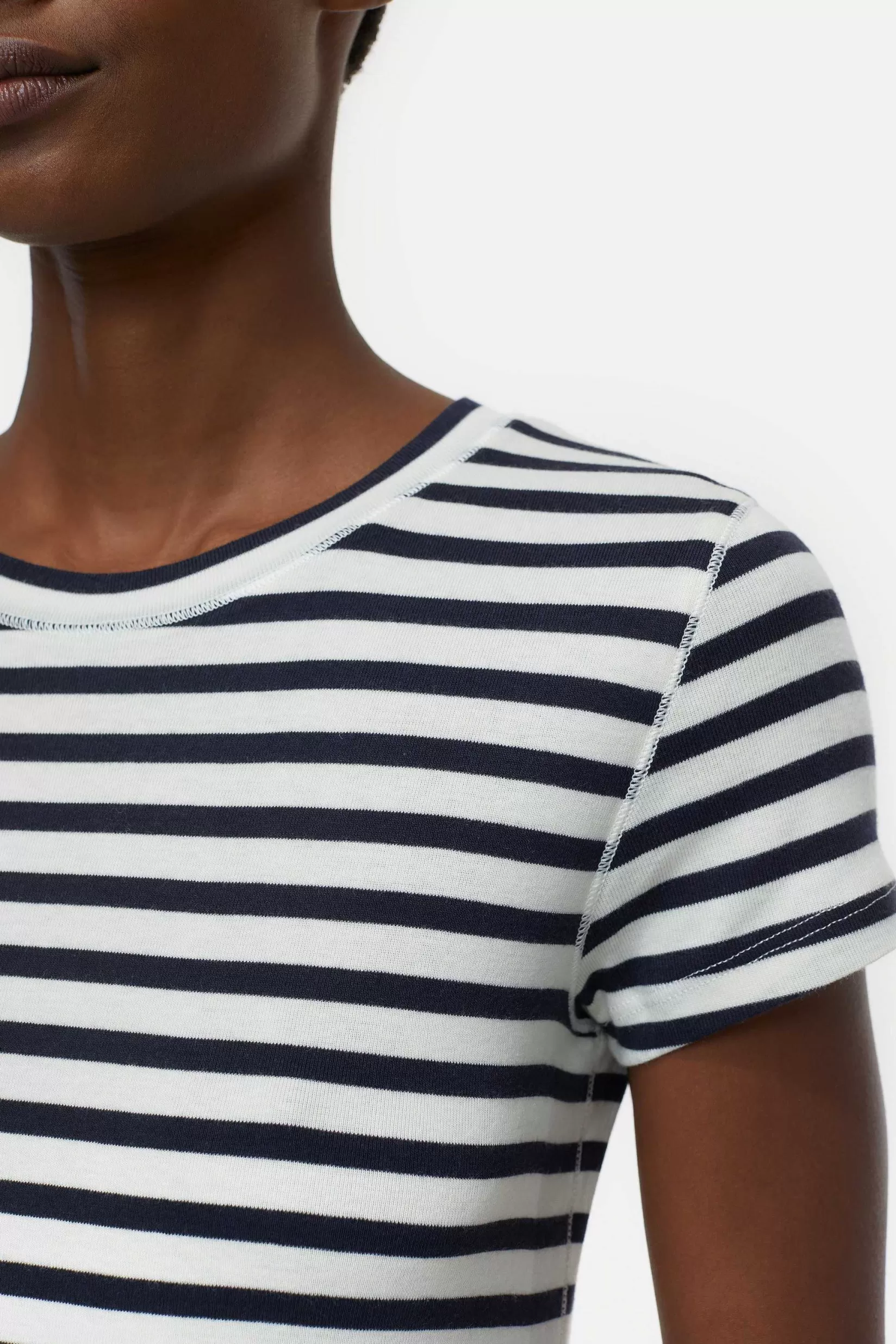 Fashion CLOSED Gestreept T-Shirt Donkere Nacht