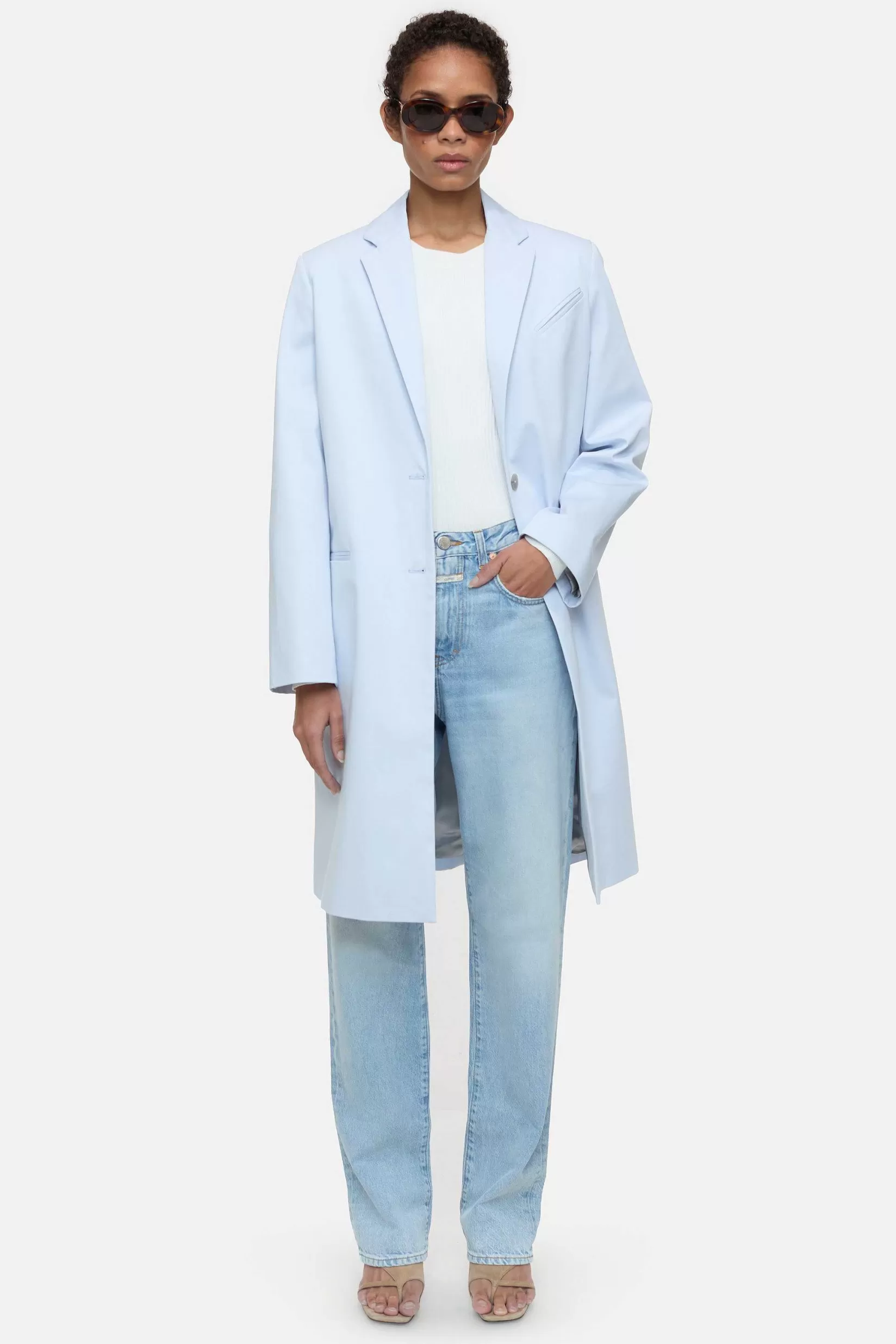 Hot CLOSED Katoenen Twill Jas Zacht Blauw