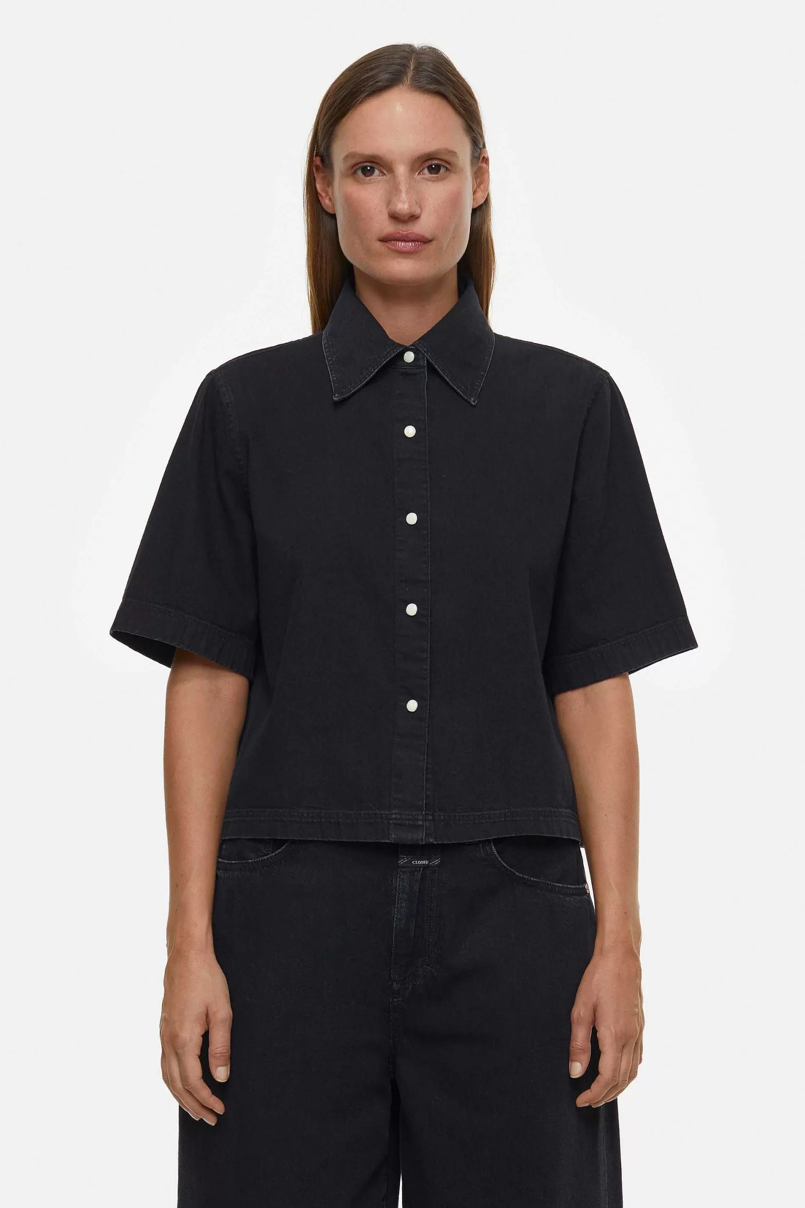 New CLOSED Korte Spijkerblouse Zwart