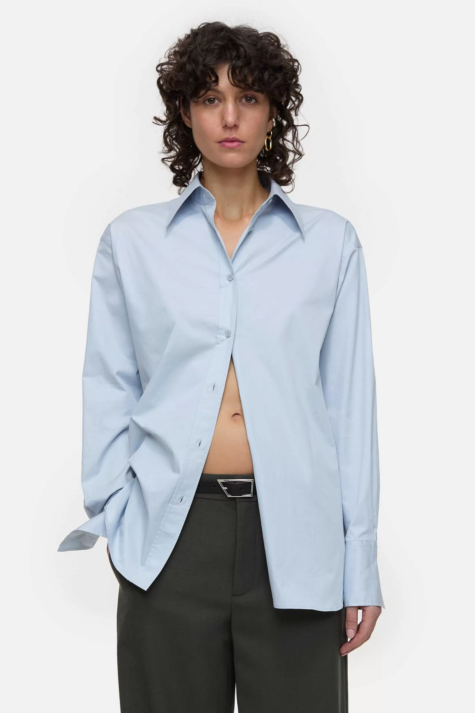 Online CLOSED Lange Blouse Zacht Blauw
