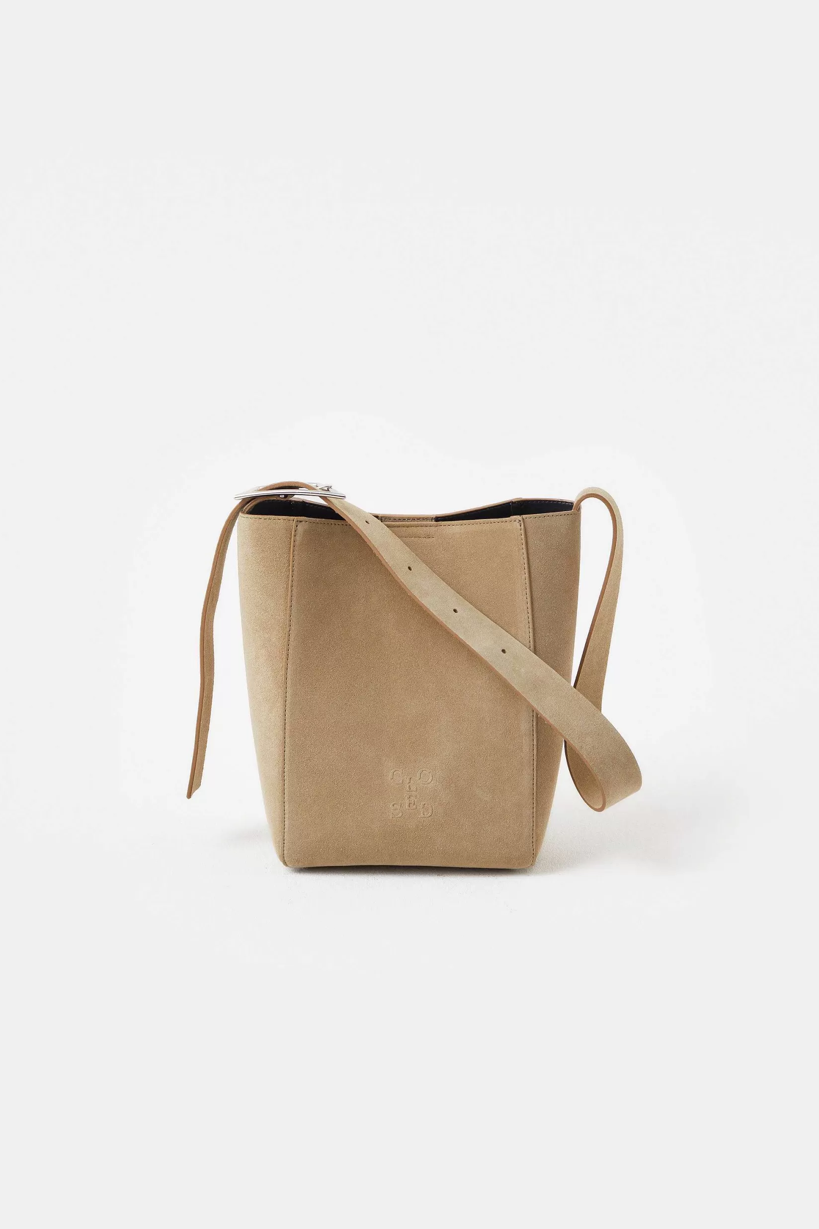 Online CLOSED Middelgrote Leren Tas Taupebeige