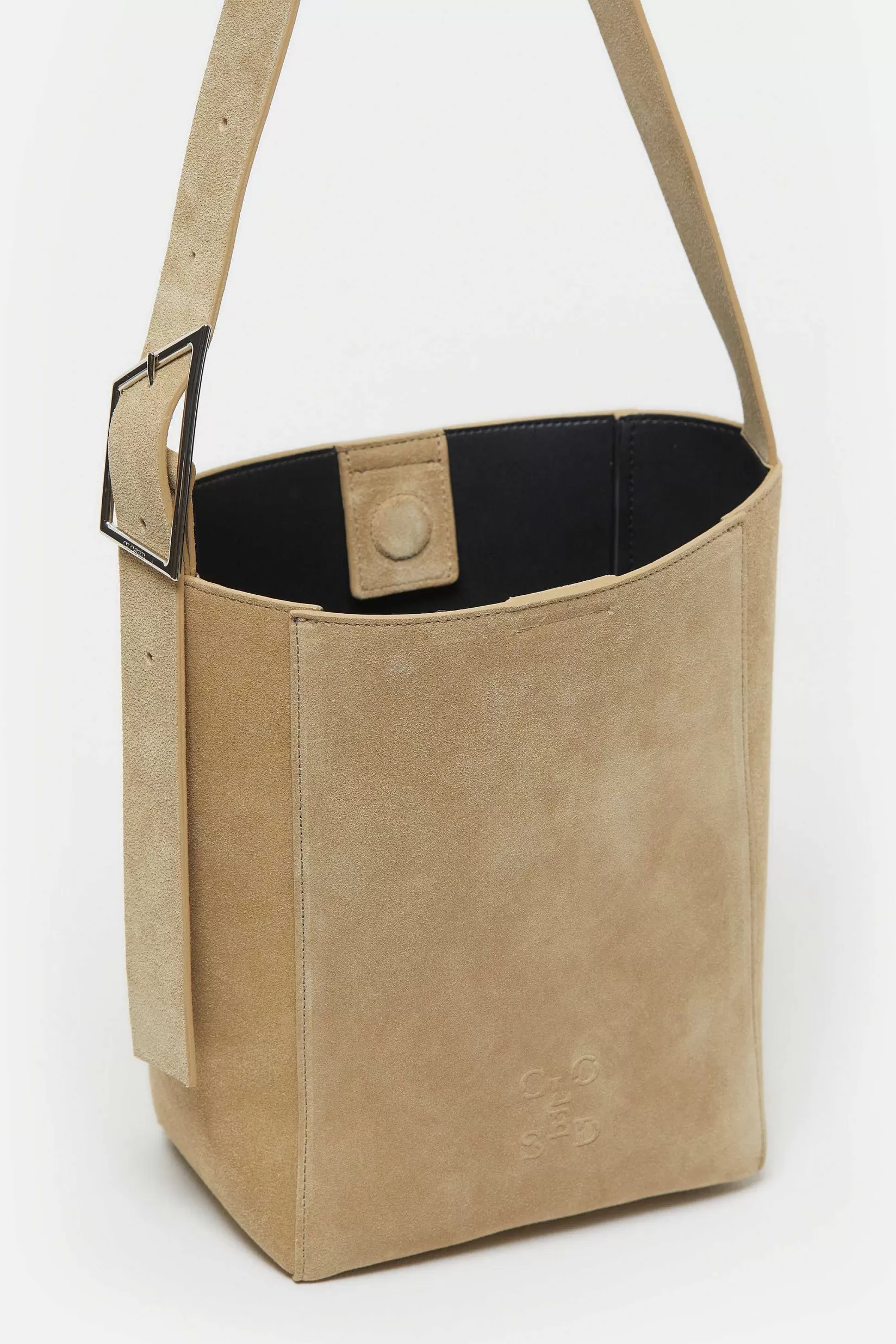 Online CLOSED Middelgrote Leren Tas Taupebeige