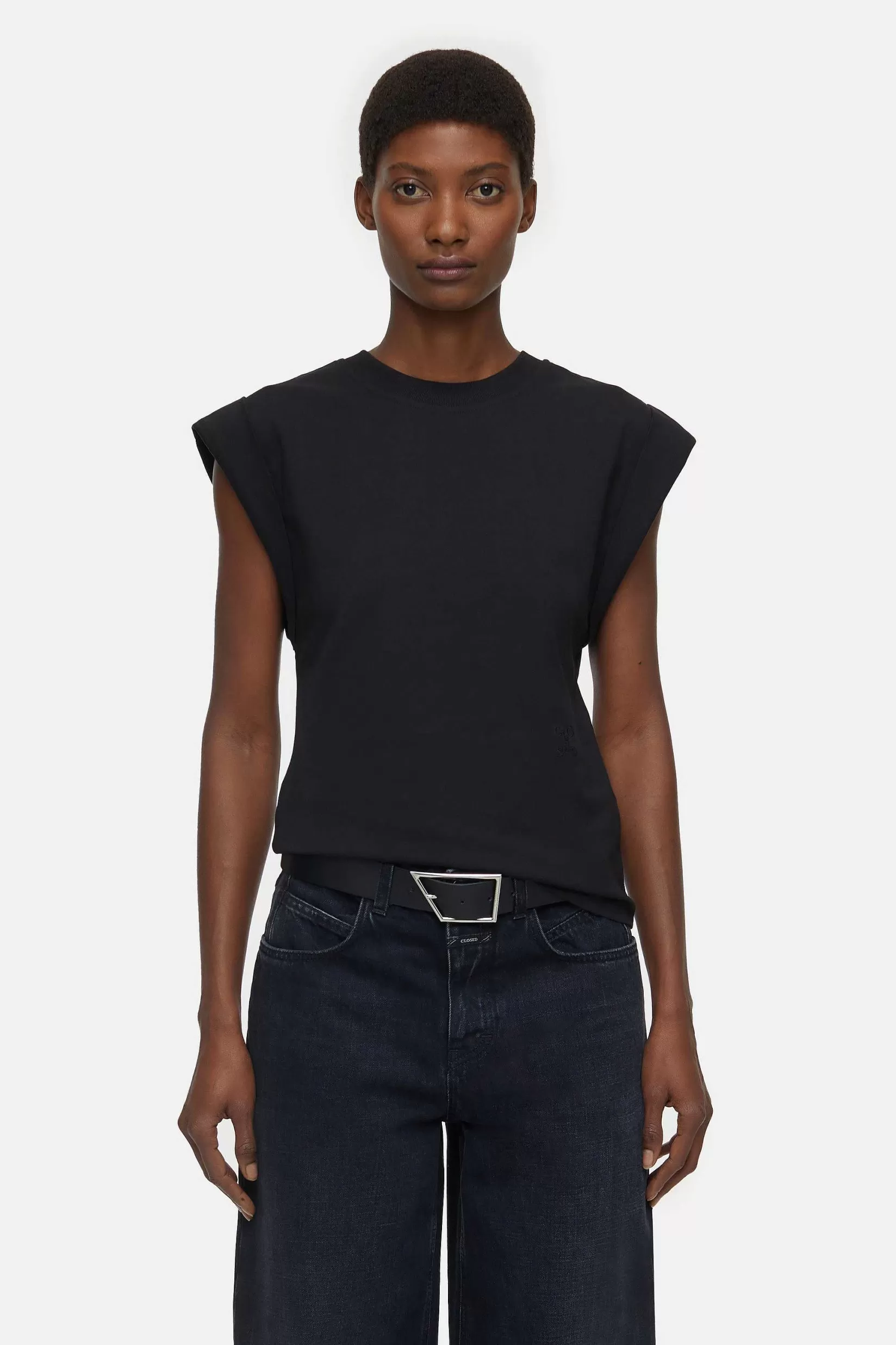 Online CLOSED Mouwloze Top Zwart