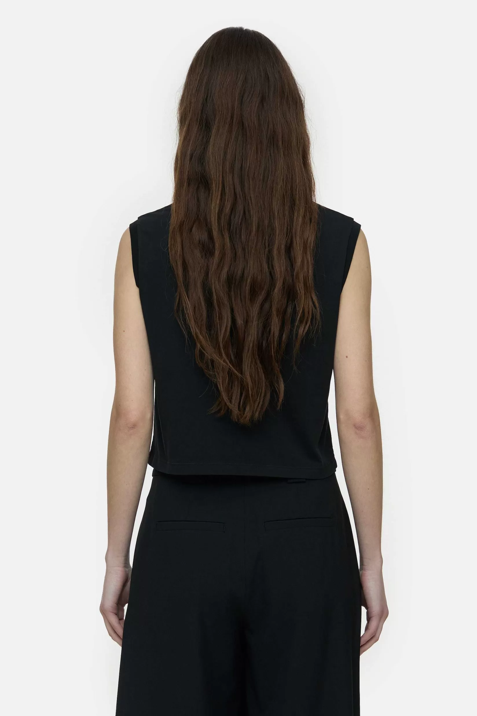 Online CLOSED Mouwloze Top Zwart