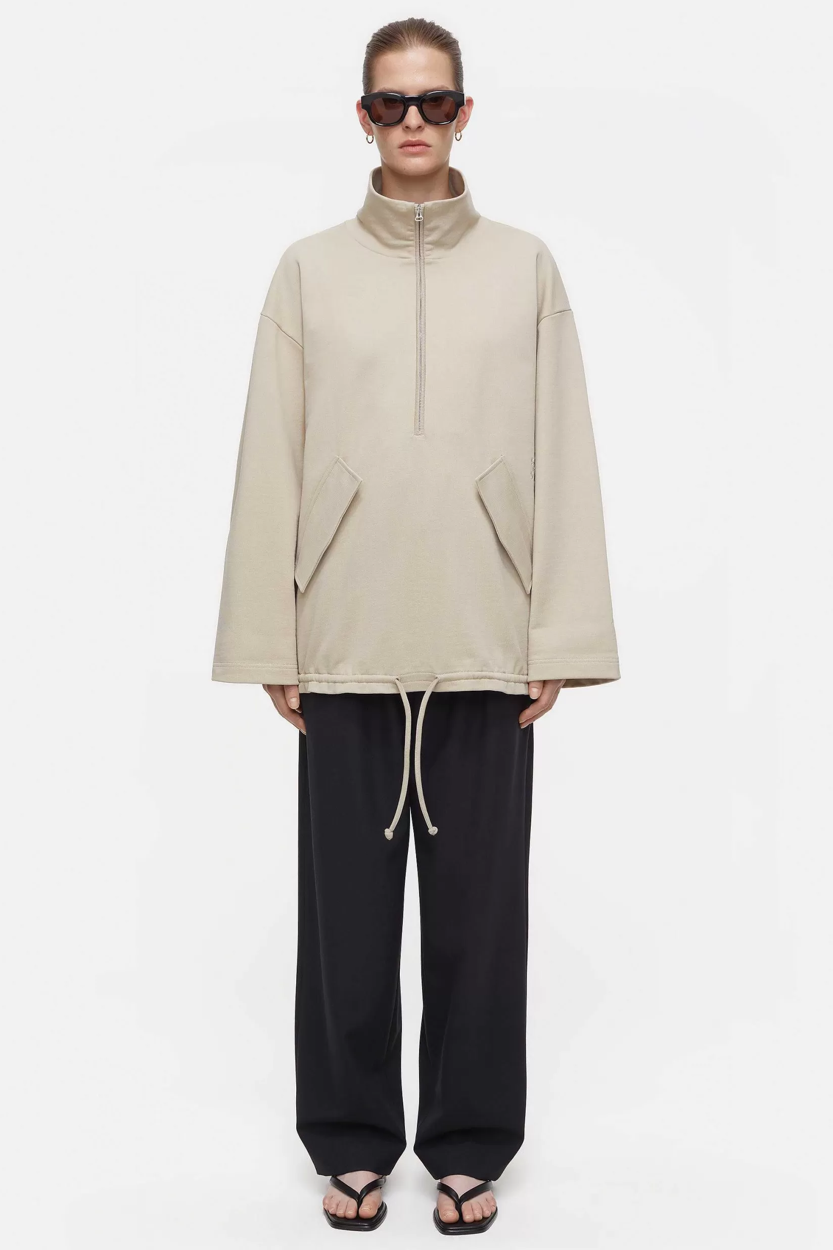 Sale CLOSED Sweatshirt Met Halve Rits Beton
