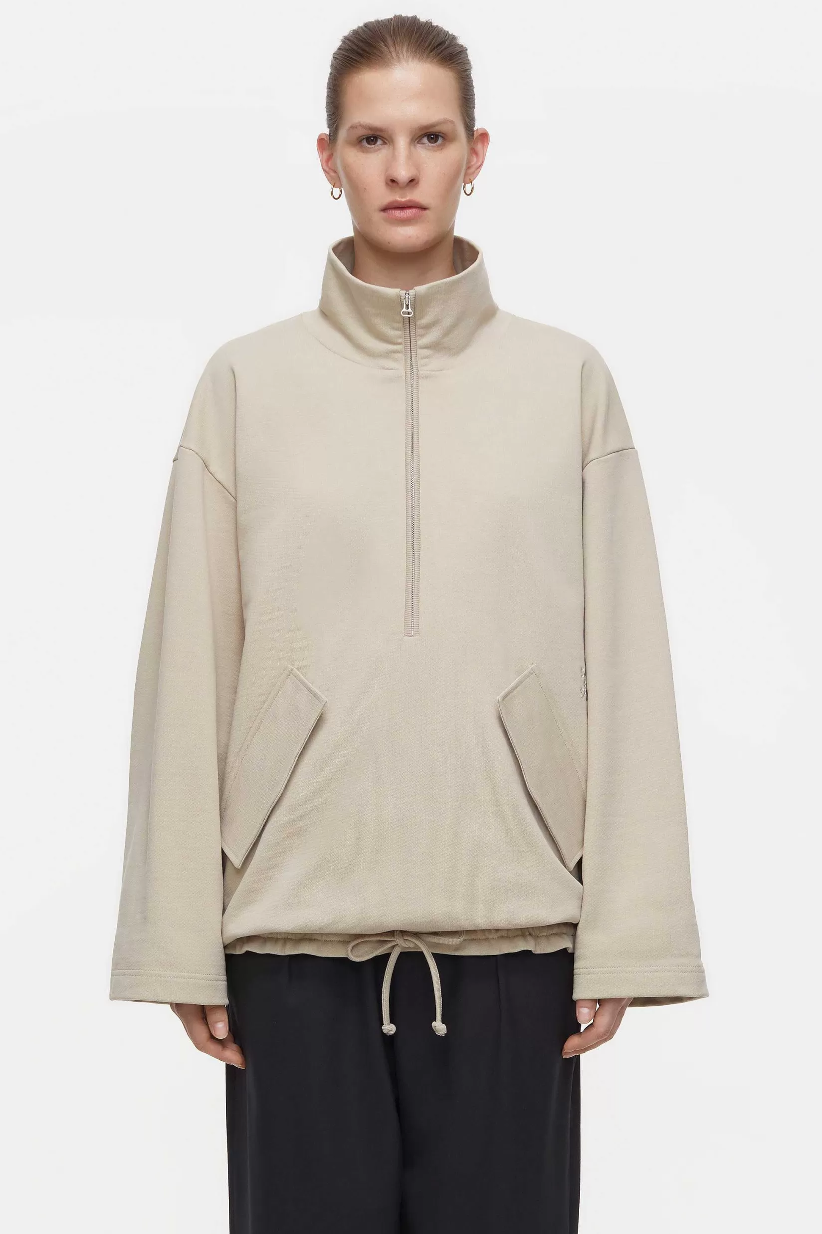 Sale CLOSED Sweatshirt Met Halve Rits Beton